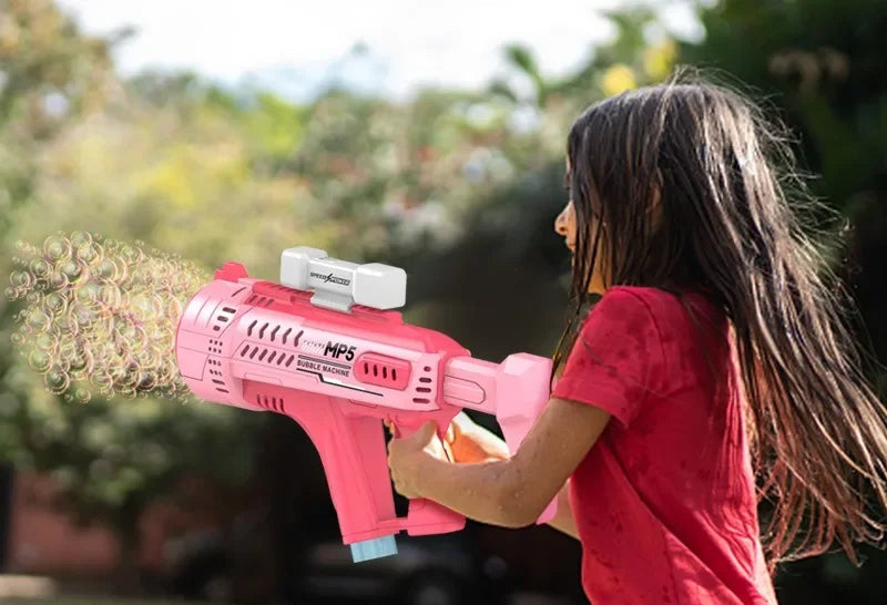 Fully automatic 57-hole electric bubble gun with colorful lights ✨🫧