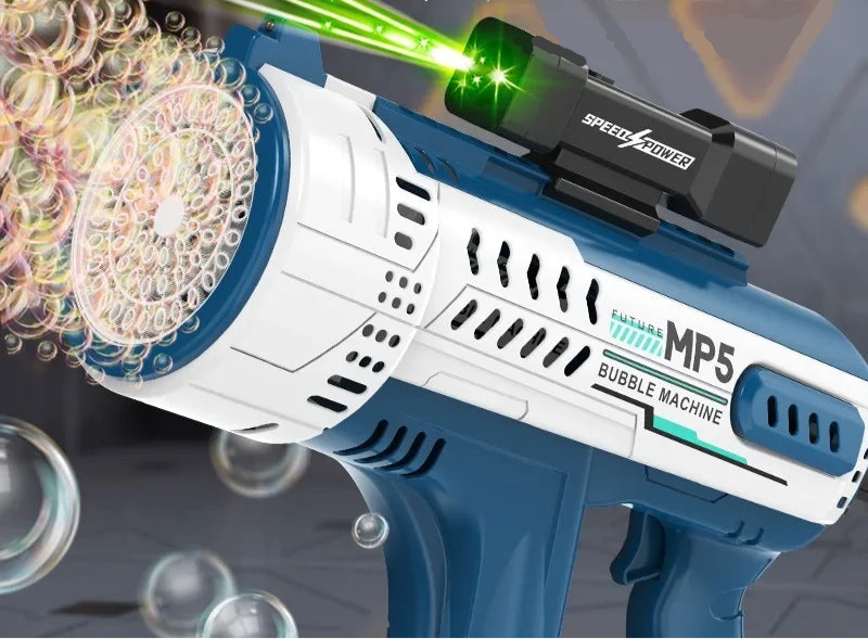 Fully automatic 57-hole electric bubble gun with colorful lights ✨🫧